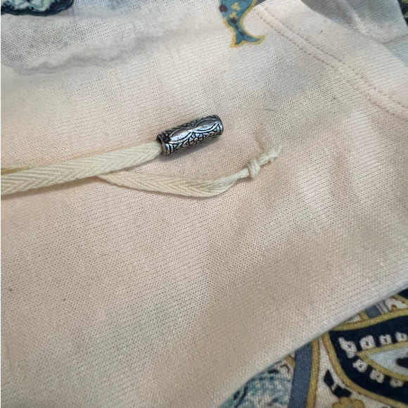 Live and Let Live Tunic Size L Green and Blue Print Asymmetrical Hem Tie Front - Picture 7 of 7